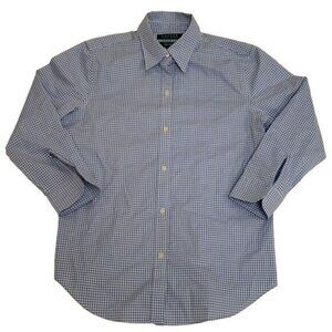 Lauren Ralph Lauren Non-Iron Gingham Shirt White Blue Women's Extra Small XS